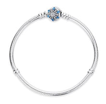 Load image into Gallery viewer, Sterling Silver Snake Chain Bracelet with Snowflake Clasp