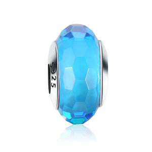Charm bracelet, Pandora style, sterling silver bracelet, silver plated  charms, vibrant teal blue beads