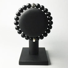 Load image into Gallery viewer, Men&#39;s CorbinOne Silver Plated Cubic Zirconia Designer Bead &amp; Obsidian Bracelet