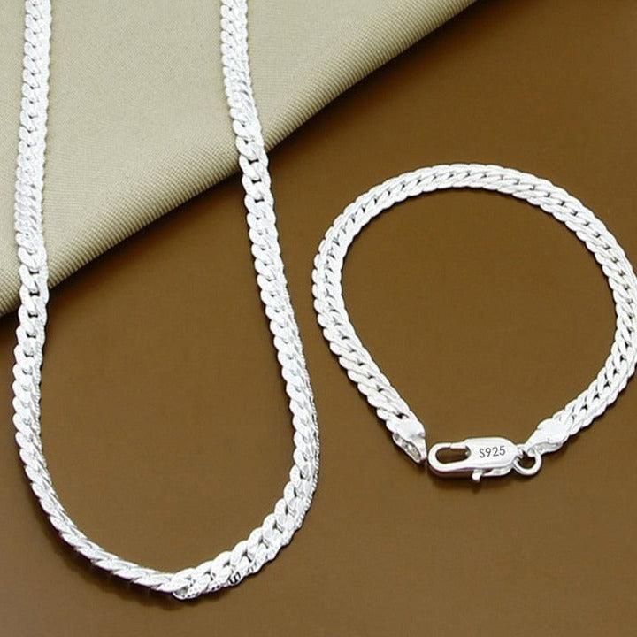 Sterling silver necklace and bracelet set for women