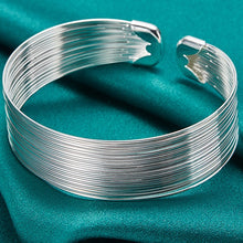 Load image into Gallery viewer, 925 Sterling Silver Multi-Wire Adjustable Cuff Bangle 100Sterling.com