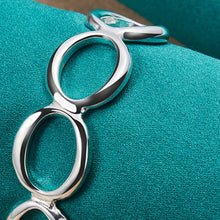 Load image into Gallery viewer, 925 Sterling Silver Circle Design Adjustable Bangle Bracelet 100Sterling.com
