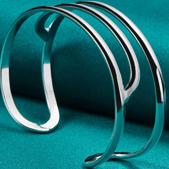 WPPHXY Solid 925 Sterling Silver Bracelets for Women Simple Adjustable  Bangle Bracelet
