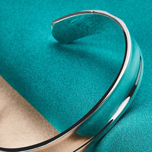925 Sterling Silver 12mm Adjustable Concave Band Bracelet 100Sterling.com
