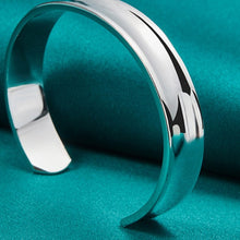 Load image into Gallery viewer, 925 Sterling Silver 12mm Adjustable Concave Band Bracelet 100Sterling.com