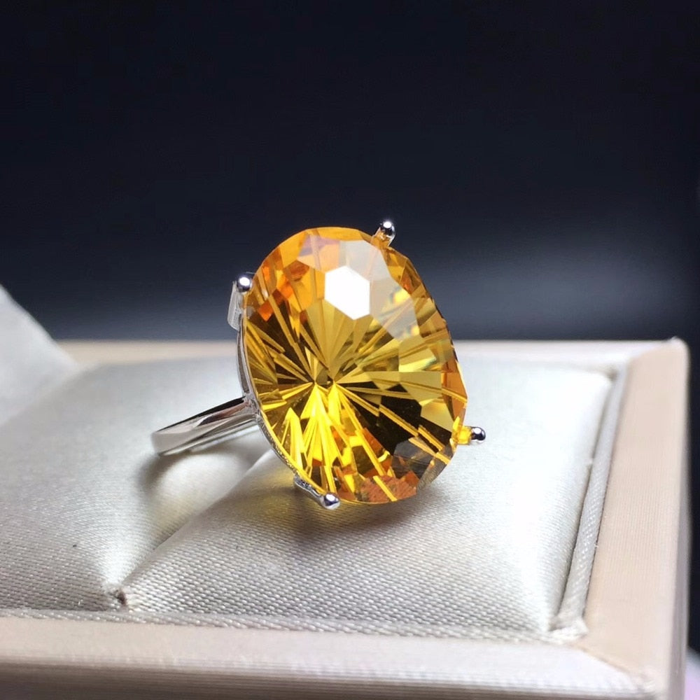 Citrine Ring Size 6.5 // 925 Sterling Silver // Oxidized Citrine Scroll Ring 2024