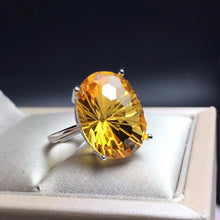 Load image into Gallery viewer, Sterling Silver Radiant 6 Carat Oval Citrine Ring