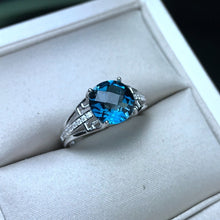 Load image into Gallery viewer, Bailee 2.04 Carat Round Blue Topaz &amp; CZ Sterling Silver Ring, Blue Topaz, Blue Topaz Ring, Blue Topaz Birthstone, Blue Topaz Birthstone Ring, Blue Topaz and Sterling Silver, Birthday Ring, December Birthstone, December Birthstone Ring, 100Sterling.com