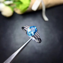 Load image into Gallery viewer, Bethany Sterling Silver Radiant 1.2 Carat Blue Topaz and CZ Ring, Blue Topaz, Blue Topaz Ring, Blue Topaz Birthstone, Blue Topaz Birthstone Ring, Blue Topaz and Sterling Silver, Birthday Ring, December Birthstone, December Birthstone Ring, 100Sterling.com