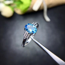 Load image into Gallery viewer, Bethany Sterling Silver Radiant 1.2 Carat Blue Topaz and CZ Ring, Blue Topaz, Blue Topaz Ring, Blue Topaz Birthstone, Blue Topaz Birthstone Ring, Blue Topaz and Sterling Silver, Birthday Ring, December Birthstone, December Birthstone Ring, 100Sterling.com