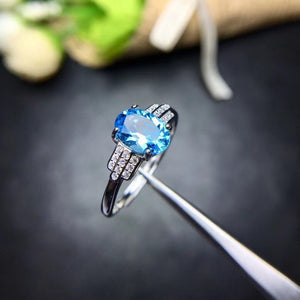 Bethany Sterling Silver Radiant 1.2 Carat Blue Topaz and CZ Ring, Blue Topaz, Blue Topaz Ring, Blue Topaz Birthstone, Blue Topaz Birthstone Ring, Blue Topaz and Sterling Silver, Birthday Ring, December Birthstone, December Birthstone Ring, 100Sterling.com