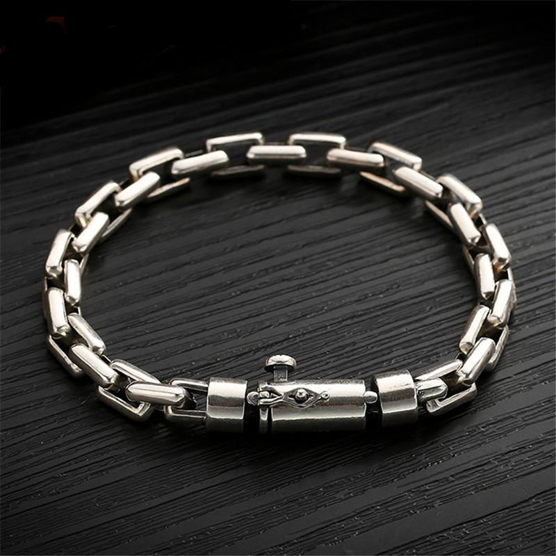 Hand-made Solid Thai Sterling Silver Chain Link Bracelet – 100Sterling