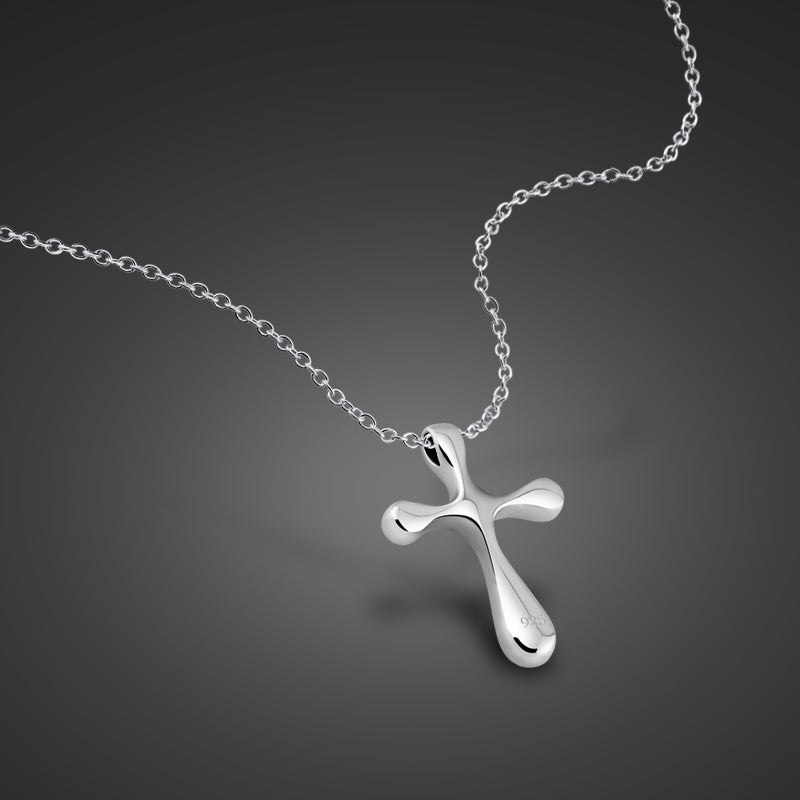 Sterling Silver Contemporary Cross Pendant and Chain Necklace, Sterling Silver Necklace, Sterling Silver Jewelry, Cross Pendant, Religious Cross, Catholic Cross, 100Sterling.com, Confirmation Gift