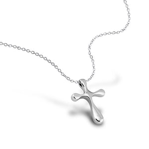 Sterling Silver Contemporary Cross Pendant & Chain Necklace