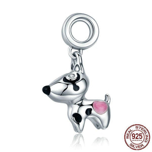 Sterling Silver Spotted Dog Dangling Charm
