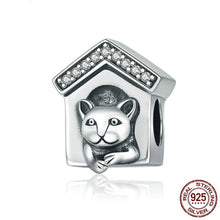 Load image into Gallery viewer, Sterling Silver &amp; Cubic Zirconia Trim Doghouse Bead Charm