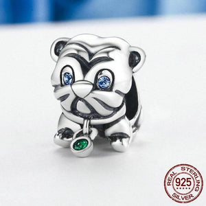 Sterling Silver Blue Eyed Pup Bead Charm