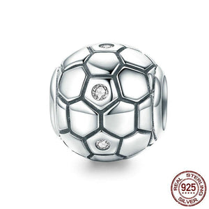 Sterling Silver & Cubic Zirconia Soccer Ball Bead