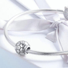 Load image into Gallery viewer, Sterling Silver &amp; Cubic Zirconia Soccer Ball Bead