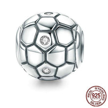 Load image into Gallery viewer, Sterling Silver &amp; Cubic Zirconia Soccer Ball Bead
