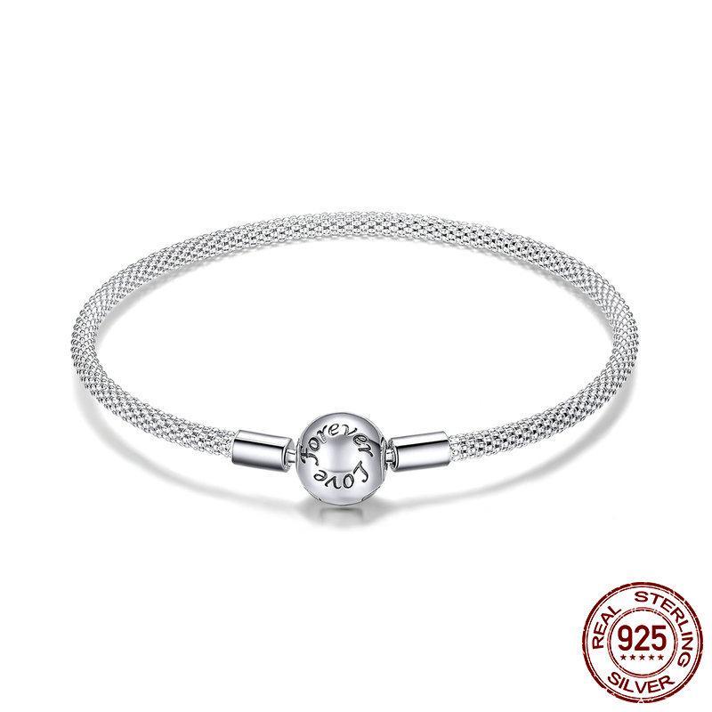 Sterling Silver Mesh Bracelet with LOVE FOREVER Clasp – 100Sterling