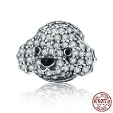 Load image into Gallery viewer, Sterling Silver Sparkling Cubic Zirconia Poodle Bead Charm
