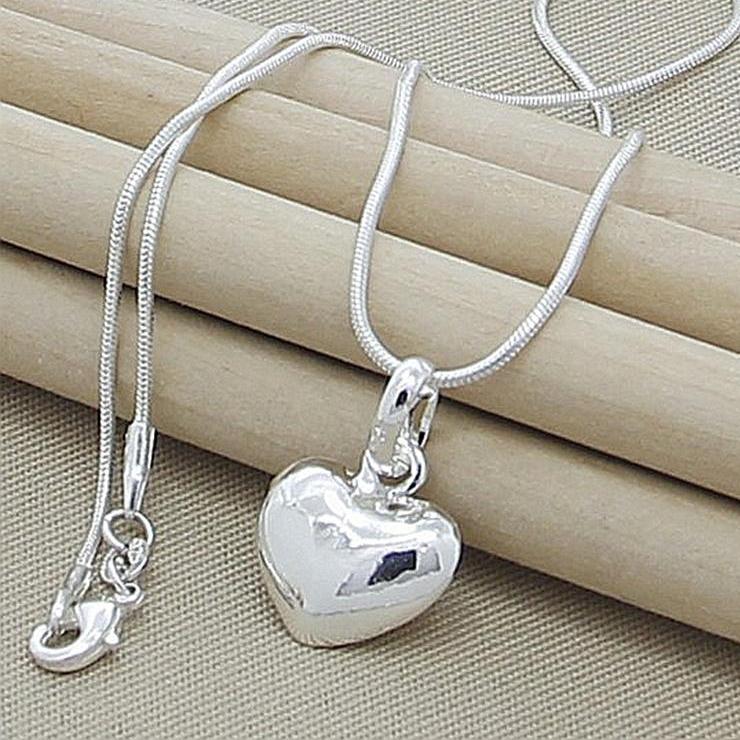 Sterling Silver Heart Pendent Necklace – 100Sterling