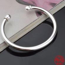Load image into Gallery viewer, Genuine 925 Sterling Silver Simple Double Bead Open Cuff Bracelet