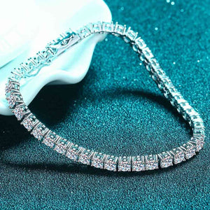 925 sterling silver bracelet with moissanite stones, rhodium-plated finish, total 4.9 ct. Buy at 100Sterling.com